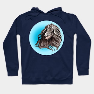 Afghan Hound. Head Study in black. Hoodie